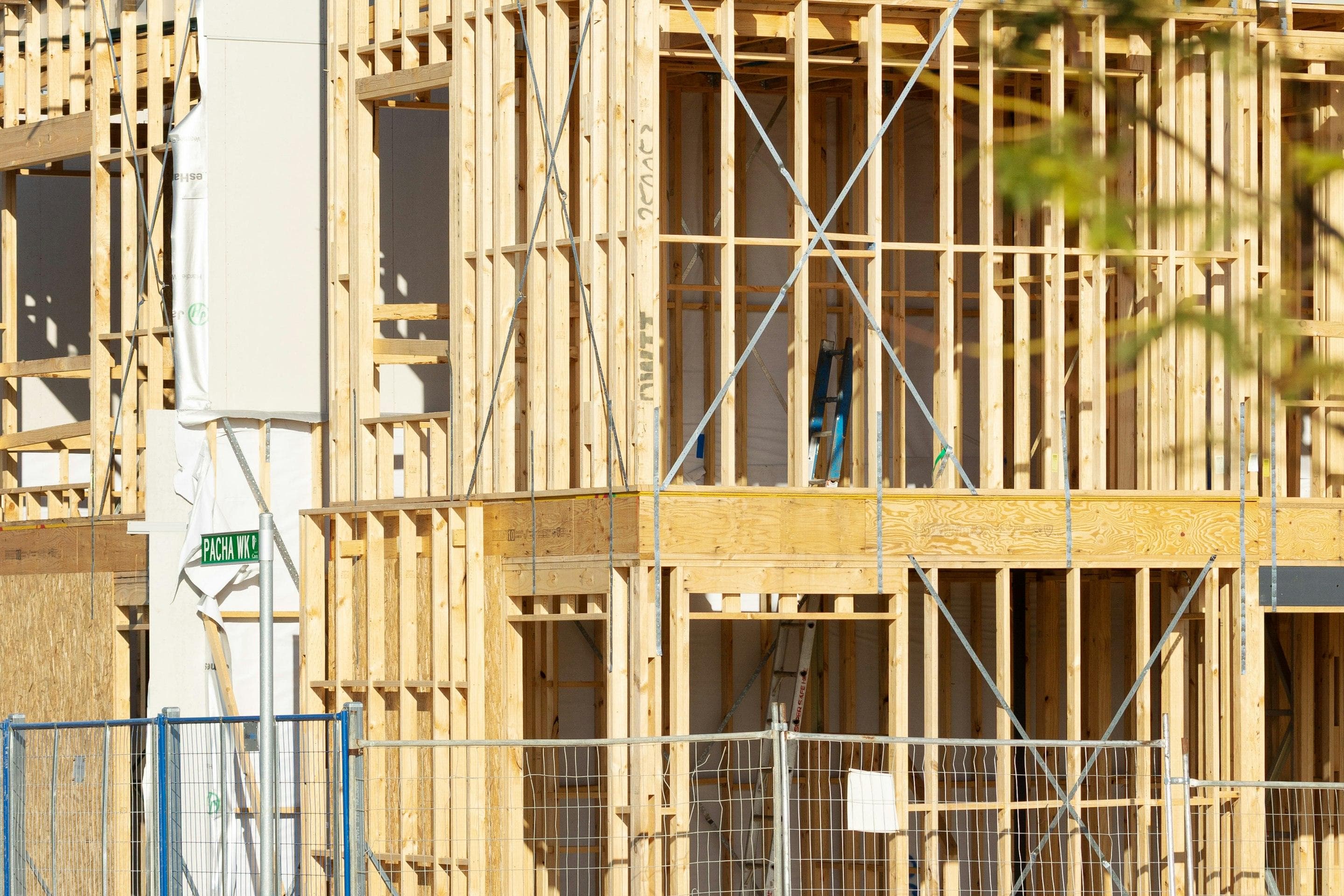 Timber house frame on an Australian building site
